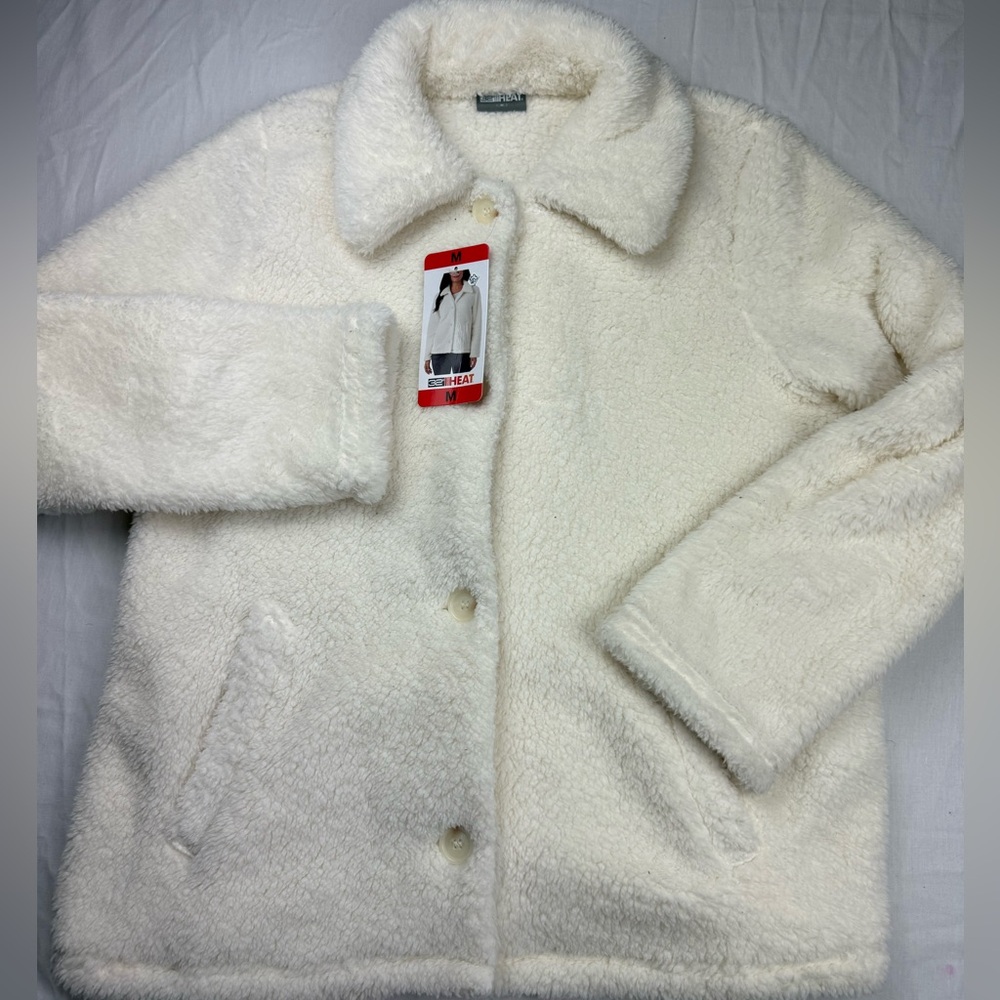32 Degrees Women's Off-White Teddy Jacket New